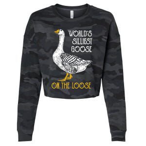 World's Silliest Goose On The Loose Funny Cropped Pullover Crew