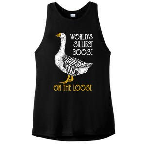 World's Silliest Goose On The Loose Funny Ladies PosiCharge Tri-Blend Wicking Tank