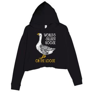 World's Silliest Goose On The Loose Funny Crop Fleece Hoodie