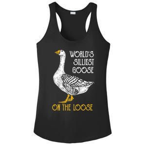 World's Silliest Goose On The Loose Funny Ladies PosiCharge Competitor Racerback Tank