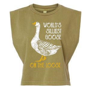 World's Silliest Goose On The Loose Funny Garment-Dyed Women's Muscle Tee