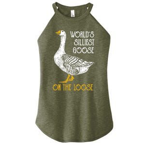 World's Silliest Goose On The Loose Funny Women's Perfect Tri Rocker Tank