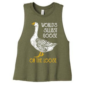 World's Silliest Goose On The Loose Funny Women's Racerback Cropped Tank