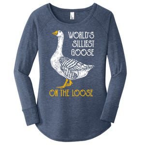 World's Silliest Goose On The Loose Funny Women's Perfect Tri Tunic Long Sleeve Shirt