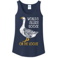 World's Silliest Goose On The Loose Funny Ladies Essential Tank