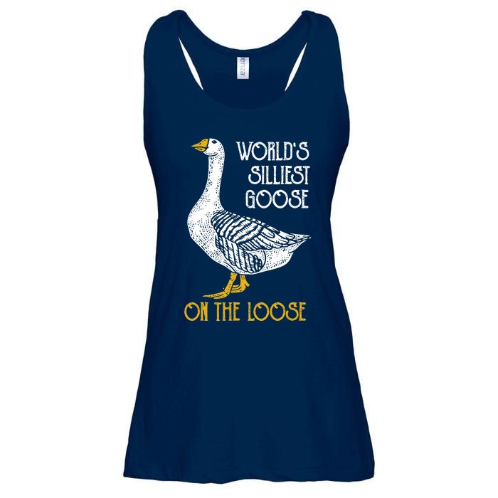 World's Silliest Goose On The Loose Funny Ladies Essential Flowy Tank