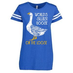 World's Silliest Goose On The Loose Funny Enza Ladies Jersey Football T-Shirt