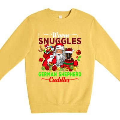 Warm Snuggles Ger Shepherd Cuddles Funny Santa Xmas Dog Gift Premium Crewneck Sweatshirt