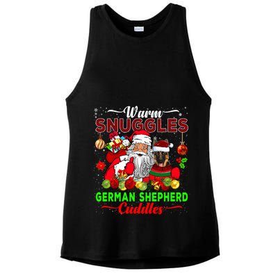 Warm Snuggles Ger Shepherd Cuddles Funny Santa Xmas Dog Gift Ladies PosiCharge Tri-Blend Wicking Tank
