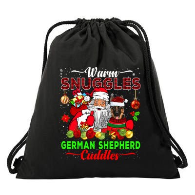 Warm Snuggles Ger Shepherd Cuddles Funny Santa Xmas Dog Gift Drawstring Bag