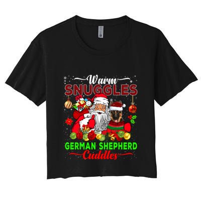 Warm Snuggles Ger Shepherd Cuddles Funny Santa Xmas Dog Gift Crop Top
