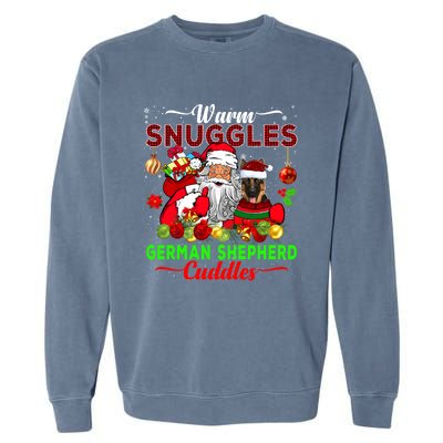 Warm Snuggles Ger Shepherd Cuddles Funny Santa Xmas Dog Gift Garment-Dyed Sweatshirt