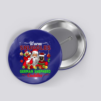 Warm Snuggles Ger Shepherd Cuddles Funny Santa Xmas Dog Gift Button