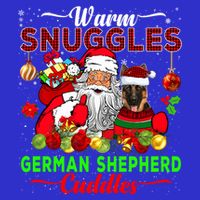 Warm Snuggles Ger Shepherd Cuddles Funny Santa Xmas Dog Gift Button