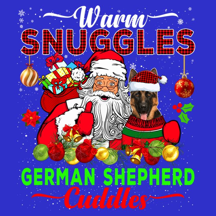 Warm Snuggles Ger Shepherd Cuddles Funny Santa Xmas Dog Gift Button