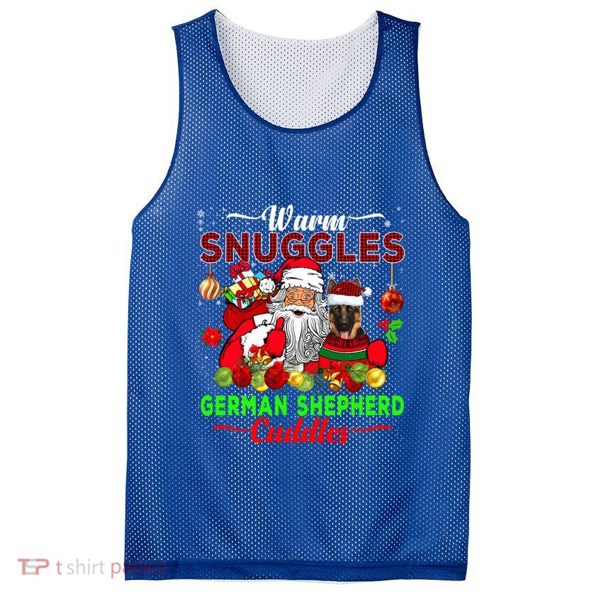Warm Snuggles Ger Shepherd Cuddles Funny Santa Xmas Dog Gift Mesh Reversible Basketball Jersey Tank