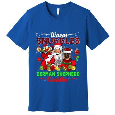 Warm Snuggles Ger Shepherd Cuddles Funny Santa Xmas Dog Gift Premium T-Shirt