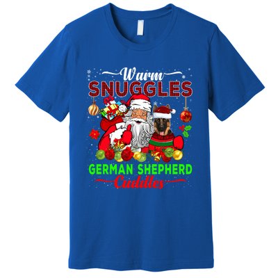 Warm Snuggles Ger Shepherd Cuddles Funny Santa Xmas Dog Gift Premium T-Shirt