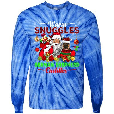 Warm Snuggles Ger Shepherd Cuddles Funny Santa Xmas Dog Gift Tie-Dye Long Sleeve Shirt