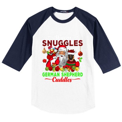 Warm Snuggles Ger Shepherd Cuddles Funny Santa Xmas Dog Gift Baseball Sleeve Shirt