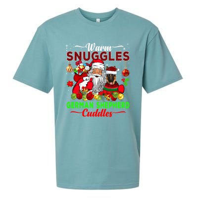 Warm Snuggles Ger Shepherd Cuddles Funny Santa Xmas Dog Gift Sueded Cloud Jersey T-Shirt