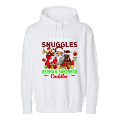 Warm Snuggles Ger Shepherd Cuddles Funny Santa Xmas Dog Gift Garment-Dyed Fleece Hoodie