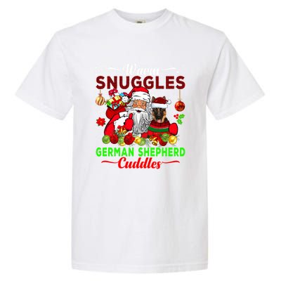 Warm Snuggles Ger Shepherd Cuddles Funny Santa Xmas Dog Gift Garment-Dyed Heavyweight T-Shirt