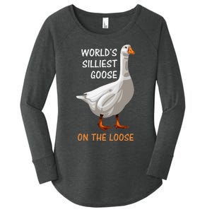 World's Silliest Goose On The Loose Funny Silly Women's Perfect Tri Tunic Long Sleeve Shirt