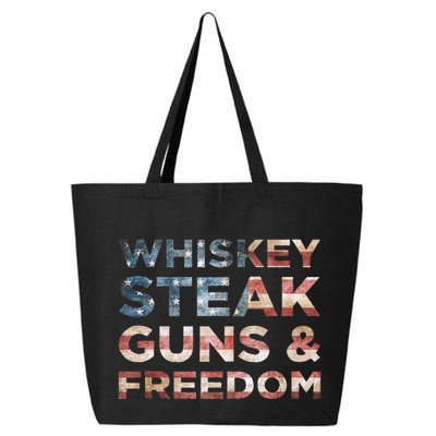 Whiskey Steak Guns And Freedom Patriotic US Flag 4th Of July 25L Jumbo Tote