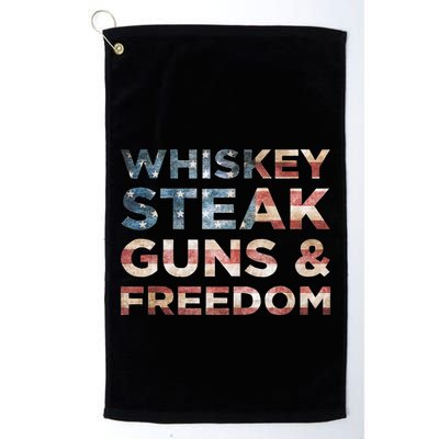Whiskey Steak Guns And Freedom Patriotic US Flag 4th Of July Golf Towel