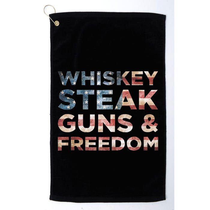 Whiskey Steak Guns And Freedom Patriotic US Flag 4th Of July Golf Towel