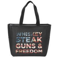 Whiskey Steak Guns And Freedom Patriotic US Flag 4th Of July Zip Tote Bag