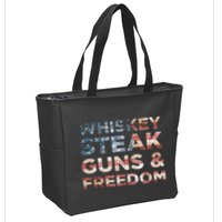 Whiskey Steak Guns And Freedom Patriotic US Flag 4th Of July Zip Tote Bag