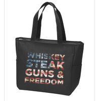 Whiskey Steak Guns And Freedom Patriotic US Flag 4th Of July Zip Tote Bag