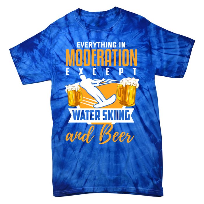 Water Ski Gift Funny Beer Lover Water Skiing Funny Gift Tie-Dye T-Shirt