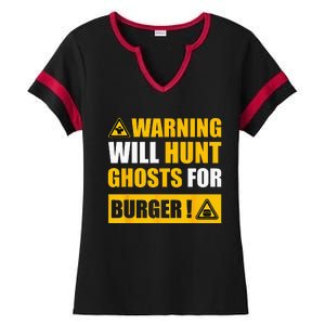 Warning Sign Ghost Hunting EVP Halloween Ladies Halftime Notch Neck Tee