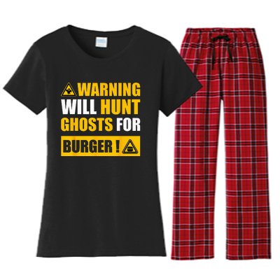 Warning Sign Ghost Hunting EVP Halloween Women's Flannel Pajama Set