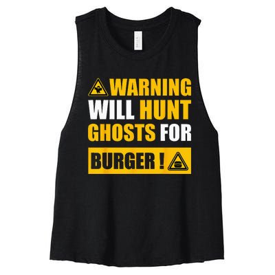 Warning Sign Ghost Hunting EVP Halloween Women's Racerback Cropped Tank