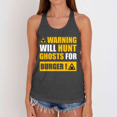 Warning Sign Ghost Hunting EVP Halloween Women's Knotted Racerback Tank