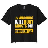 Warning Sign Ghost Hunting EVP Halloween Women's Crop Top Tee