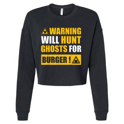 Warning Sign Ghost Hunting EVP Halloween Cropped Pullover Crew