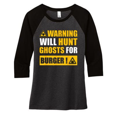 Warning Sign Ghost Hunting EVP Halloween Women's Tri-Blend 3/4-Sleeve Raglan Shirt