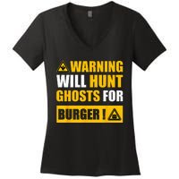 Warning Sign Ghost Hunting EVP Halloween Women's V-Neck T-Shirt