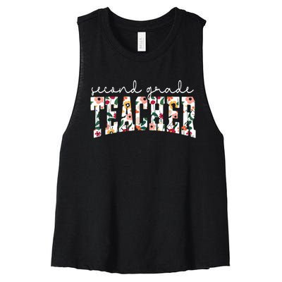 Wildflowers Second Grade Teacher Back To School 2nd Grade Women's Racerback Cropped Tank