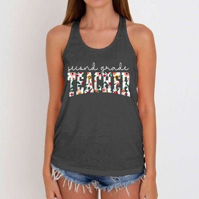 Wildflowers Second Grade Teacher Back To School 2nd Grade Women's Knotted Racerback Tank