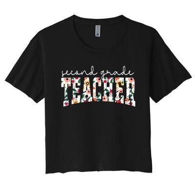 Wildflowers Second Grade Teacher Back To School 2nd Grade Women's Crop Top Tee