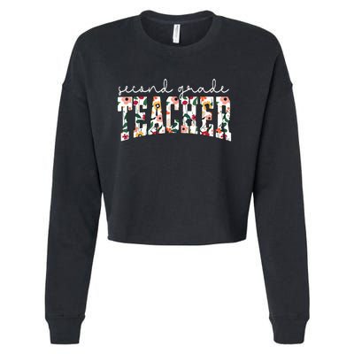 Wildflowers Second Grade Teacher Back To School 2nd Grade Cropped Pullover Crew