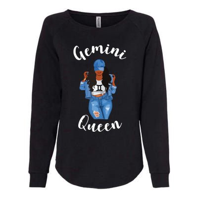 Womens Streetwise Gemini Queen Black Womens Zodiac Birthday May Womens California Wash Sweatshirt