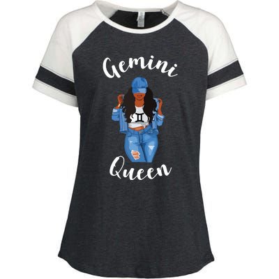 Womens Streetwise Gemini Queen Black Womens Zodiac Birthday May Enza Ladies Jersey Colorblock Tee