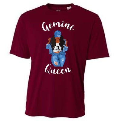 Womens Streetwise Gemini Queen Black Womens Zodiac Birthday May Cooling Performance Crew T-Shirt